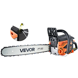 VEVOR 62 cc Gas Chainsaw, 20 inch Gas Powered Chainsaw, 3.8 HP Power Chain Saw with Non-Slip Handle, Gas-Powered Chainsaws with Dual Fuel Tanks $80.78