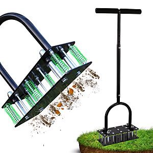 RIFPOD Height Adjustable Manual Lawn Aerator Tool w/ 15 Iron Spikes (Black) $19.99 + Free Shipping w/ Prime or on $35+