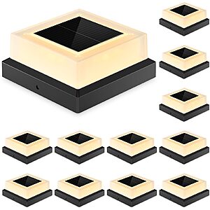 [Prime] 12-Pack 4"x4" JOFIOS Solar Post Cap Lights (Black or White) $19.99 + Free Shipping