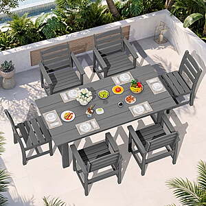 7-Piece Outdoor Dining Set w/ 67" Rectangular Table & Umbrella Hole (Various Colors) $579.99 + Free Shipping w/ Walmart+ or on $35+