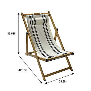 Mainstays Resort Sling Fabric Beach Chair, 2 Pack, Beige with Blue Stripe $50.56