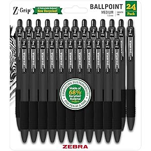 $5.67* | 24-Pk Zebra Pen Z-Grip Retractable Medium Ballpoint Pens (Black) at Amazon
