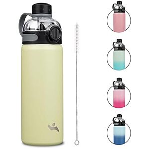 $7* | 24-Oz Konokyo Insulated Stainless Steel Water Bottle with Straw Lid (Macaron green) at Amazon