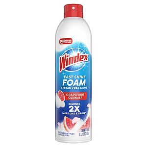 19-Oz Windex Fast Shine Foam Glass Cleaner Spray (Grapefruit) $2.97 + Free Shipping w/ Prime or on orders over $35