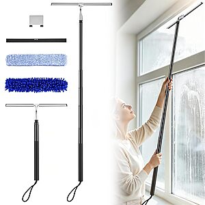 2-in-1 Window Squeegee w/ 14"-60" Extension Pole & Microfiber Scrubber $14.24 + Free Shipping w/ Prime or on $35+