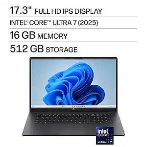 HP OmniBook 3 (Open-Boxes): 17.3" FHD IPS, Intel Ultra 7 255U, 16GB DDR5, 512GB SSD $537.99