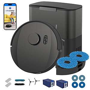 bObsweep UltraVision Pet Combo Robot Vacuum with Smart Navigation, 25K Pa Suction, Spin Mops, and 1.5 Gal Dock in Gunmetal Black $349.99