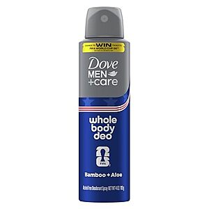 [SnS, AC] $1.76 | 2 × Dove Men Whole Body Deo Aluminum-Free Deodorant Spray, Bamboo + Aloe, 4 oz (88￠ each) at Amazon