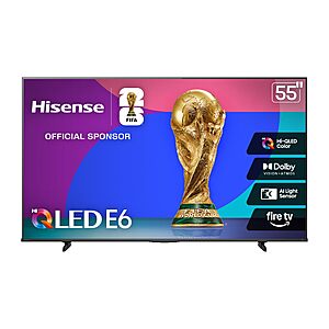 Hisense 55" E6 Cinema Series Hi-QLED 4K UHD Smart Fire TV (55E6QF) $297.97