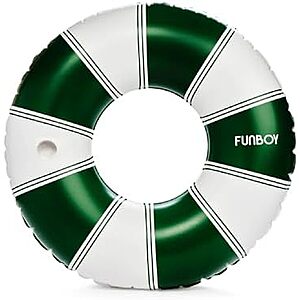 $8.80* | 46" FUNBOY Giant Vintage Stripe Inflatable Pool Float w/ Cup Holder (Green) at Amazon