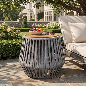 Christopher Knight Home Calla Outdoor Side Table, Boho End Table with Rope Woven Base and Acacia Wood Top $125.33