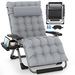 Slendor Oversized Zero Gravity Chairs XXL, 33In Padded Recliner Chair, Grey $84.46