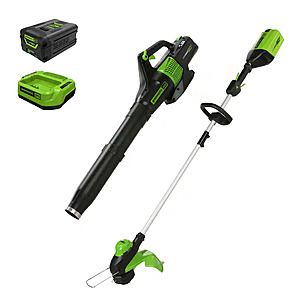 Greenworks - 60V 13" String Trimmer, 140 MPH 540 CFM Leaf Blower Combo, with 4Ah Battery and Charger, $199.98, FS, Best Buy