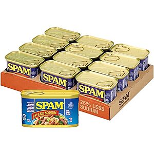 [SnS] $21.15 | 12-Pack 7-Oz SPAM Canned Meat (25% Less Sodium) at Amazon