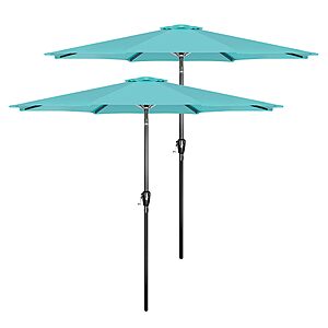 YSSOA 2 Pack 9' Patio Umbrella Outdoor Table Market Yard Umbrella with 8 Sturdy Ribs, Turquoise $60.2