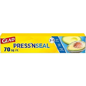 [SnS] $2.84* | 70-Sq Ft Glad Press'n Seal Plastic Food Wrap at Amazon