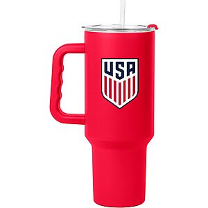 40-Oz Logo Brands Soccer Stainless Steel Tumbler w/ Handle & Straw Lid (USA) $6.40 + Free Shipping w/ Prime or on $35+