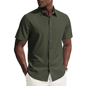 PJ PAUL JONES Mens Short Sleeve Dress Shirts Wrinkle Free Button Down Shirt $11.99