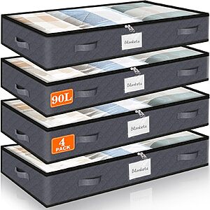 Amazon – SpaceWhisper 4-Pack 90L Under-Bed Storage Bags (Gray) - $12.59 w/ Code + Prime Deal