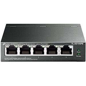 $40.99* | TP-Link 5 Port Gigabit PoE Switch | 4 PoE+ Port @65W (TL-SG105PE) + 10% Back w/ Prime Visa Card at Amazon