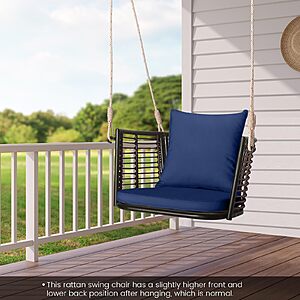 HAPPYGRILL Porch Swing Patio Hanging Chair with Cushion & Back Cushion, various colors $60.57