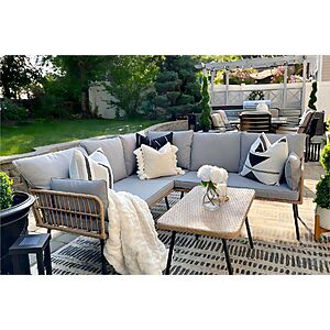 YITAHOME 4 Pieces Patio Furniture Set, Outdoor Wicker Conversation Sectional L-Shaped Sofa with 5 Seater for Backyard, Porch $251.98