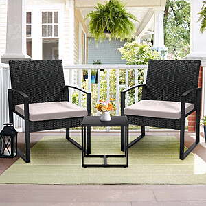 LOGYAT 3 Piece Wicker Patio Bistro Set(Grey) $53.77 + Free S&H at Walmart