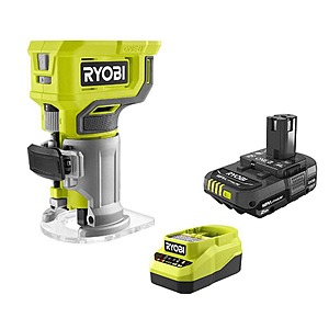 Ryobi ONE+ 18V Cordless Compact Fixed Base Router with 2.0 Ah Battery and Charger Kit $119