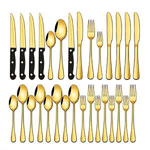 NULAS 24-Piece Gold Silverware Set $13.99 @Walmart