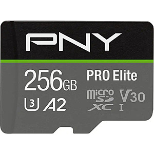 PNY - 256GB PRO Elite Class 10 U3 V30 A2 microSDXC Flash Memory Card for $58.99