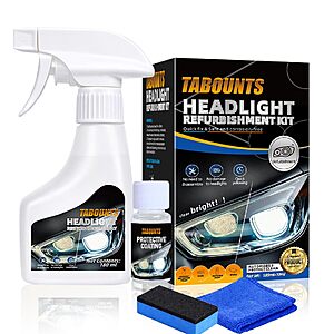 4-Piece TABOUNTS Headlight Restoration Kit w/ Cleaning Spray, Ceramic Coating, Sponge & Towel $9.99 + Free Shipping w/ Prime or on $35+