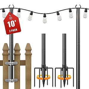 Amazon – Jusgym 10ft String Light Poles for Outside, 2-Pack - $14.99 w/ Code