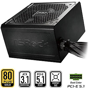 ASRock PRO Series PRO-850G 850 W ATX 3.1 Compatible 80 PLUS GOLD Certified Power Supply $59.99