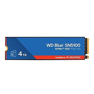 WD Blue SN5100 4TB 3D QLC NAND PCIe Gen 4 x4 NVMe M.2 Internal SSD $399.99