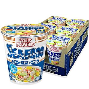 [SnS] $11.17* | 6-Pack 2.68-Oz Nissin Cup Noodles Ramen Noodle Soup (Seafood) at Amazon