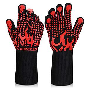 Comsmart BBQ Gloves, 1472 Degree F Heat Resistant Grilling Gloves Silicone Non-Slip Oven Gloves Long Kitchen Gloves for Barbecue, Cooking, Baking, Cutting $7.99