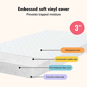 $28.92 Walmart Dream On Me Sunset 3” Extra Firm Mini Crib Mattress | Greenguard Gold Certified | Waterproof Vinyl Cover | Fits Mini and Portable Cribs