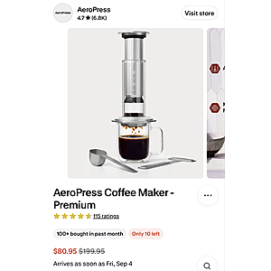 AeroPress Coffee Maker - Premium  $81