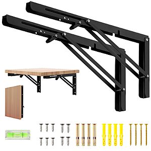 2-Pk 16" Dntorx Folding Shelf Bracket (Load Capacity up to 130 Lbs) $9.99 + Free Shipping w/ Prime or on $35+