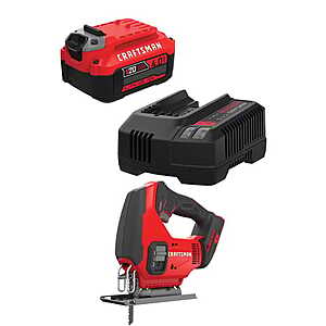 CRAFTSMAN V20 4Ah Battery and Charger Kit with CRAFTSMAN V20 Cordless Jig Saw $99
