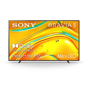 Sony BRAVIA 5 98 Inch TV, Mini LED, 4K Smart Google TV, XR Processor with AI Technology,120hz Television $3998