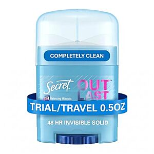 [SnS, AC] $3.50 | 3 × 0.5-Oz Secret Outlast Antiperspirant Deodorant for Women (Completely Clean) ($1.17 each) at Amazon