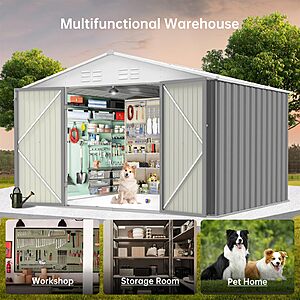 GarveeLife 7.5 x 8.5 ft Outdoor Storage Shed with Updated Frame Structure & Lockable Door $254.59