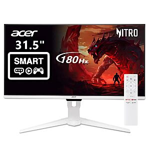 Acer Nitro 31.5" WQHD Smart Gaming Monitor Google TV GA321QU Pwmipruxw, 1ms, AdaptiveSync, Up to 180Hz $250.5