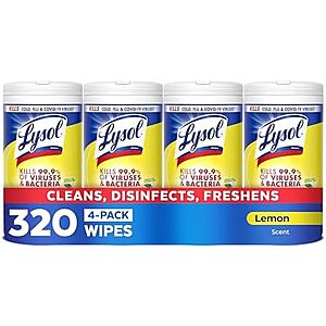 $12.08  4-Pack Lysol Disinfecting Wipes (Lemon) 80 ct. with S&S $12.06