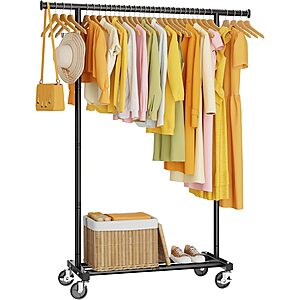 HYSEYY Clothes Rack on Wheels $21 @ Amazon
