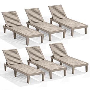 Nestl Lounge Chair Outdoor, Tanning Chair, Chaise Lounge Outdoor Set of 6, Sand Beige $358.8