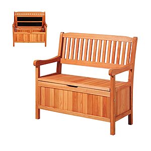 VEVOR 2-Person Outdoor Cedar Wood Storage Bench w/ 33-Gallon Deck Box $82.45 + Free Shipping