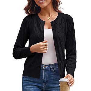 GRACE KARIN Women's Cable Knit Button-Down Cardigan (Various Colors) from $9.99 + Free Shipping w/ Prime or on $35+