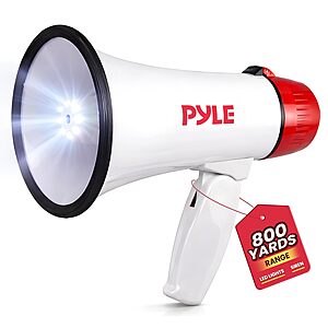 Pyle 30W Megaphone Bullhorn w/ Built-in Siren & LED Lights (PMP37LED) $11.24 + Free Shipping w/ Prime or on $35+